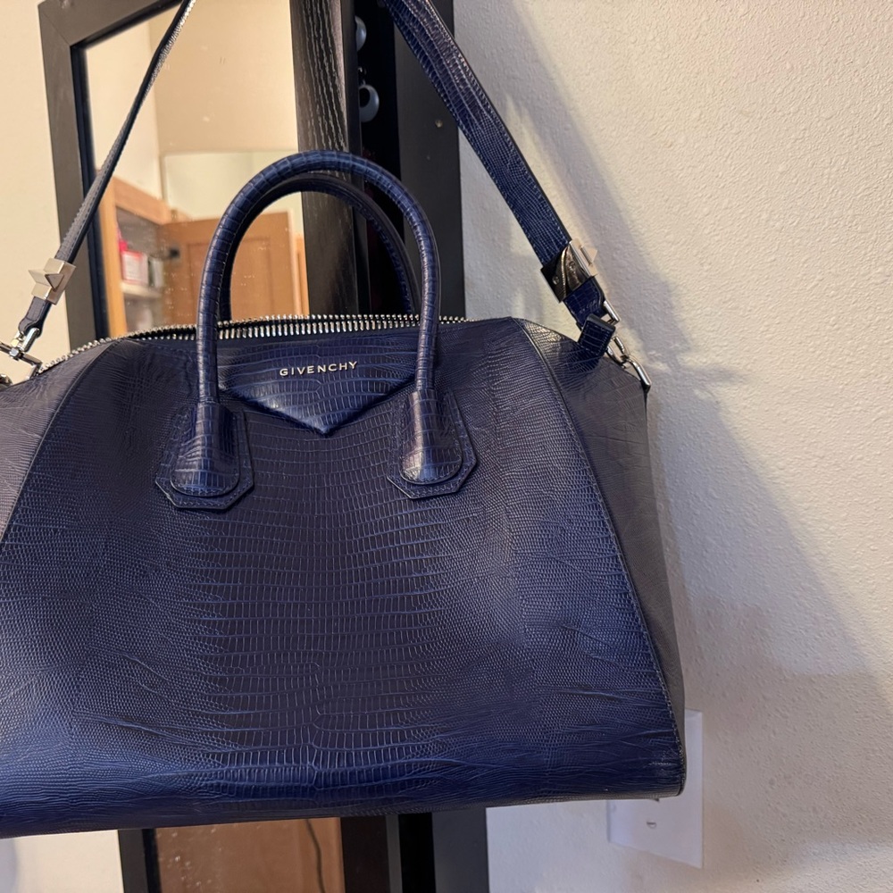 Givenchy Navy Textured Satchel
